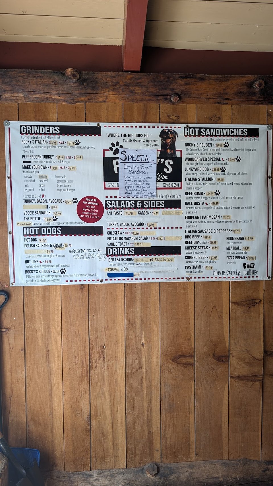 Simple menu layout for quick bites.